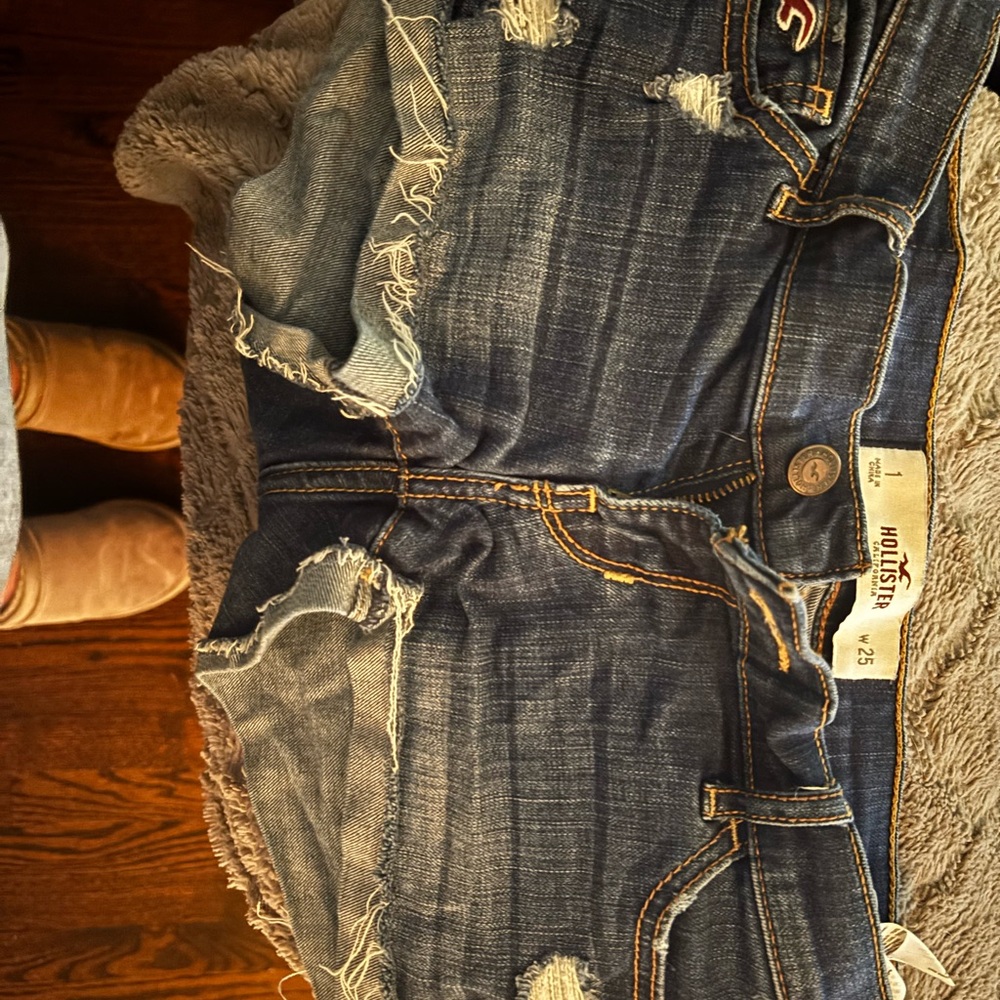 Hollister Women's Distressed Blue Denim Shorts
